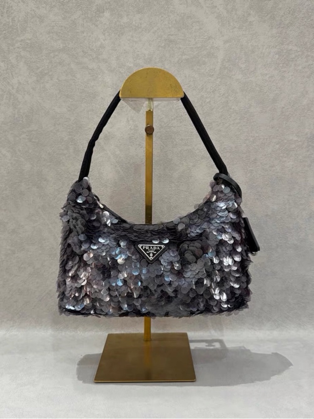 Sold | Prada Black Sequin Hobo Shoulder Bag